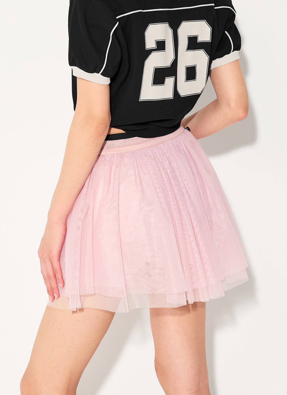 Mesh Band Two-in-One Tulle Skirt