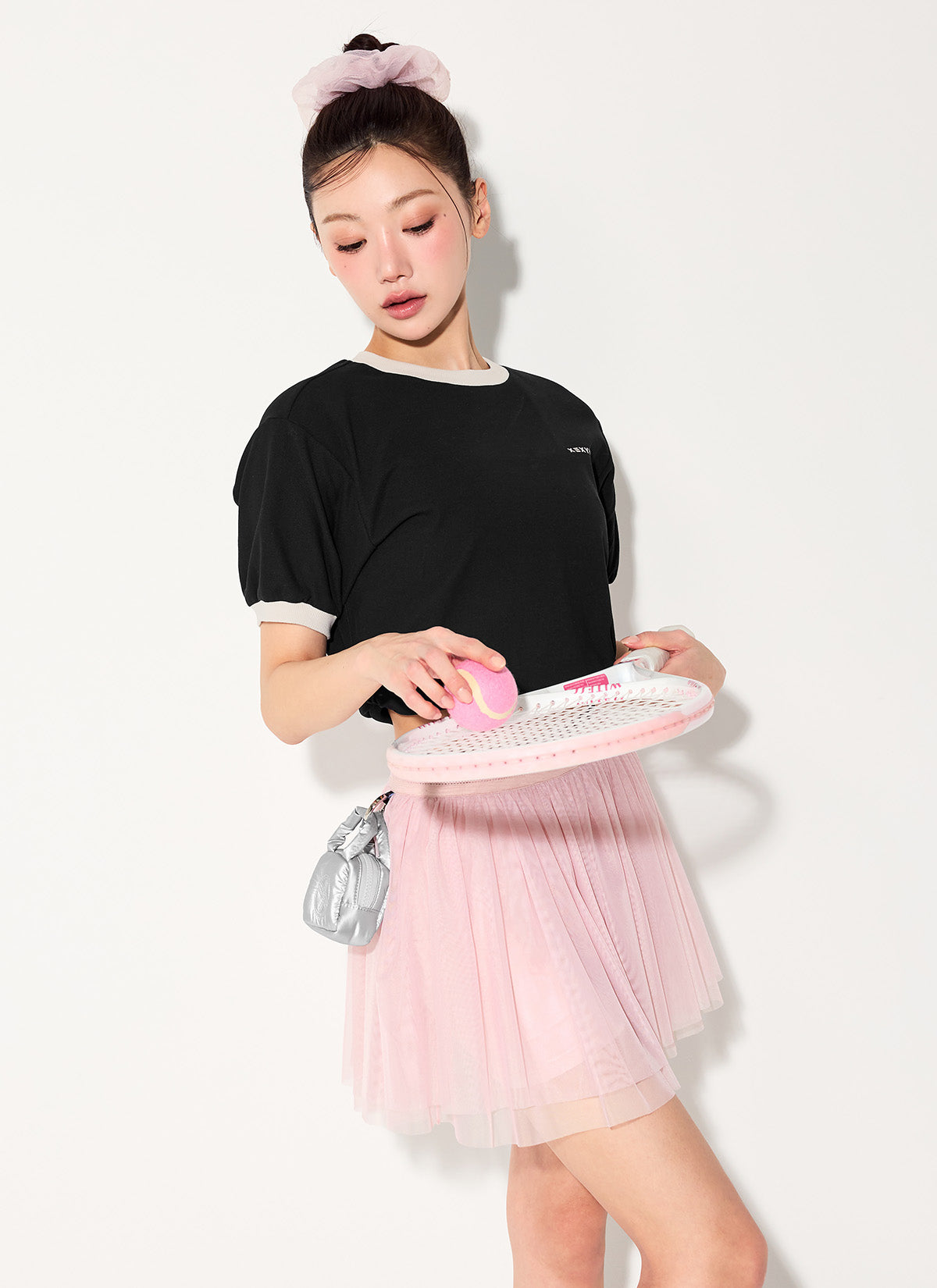 Mesh Band Two-in-One Tulle Skirt
