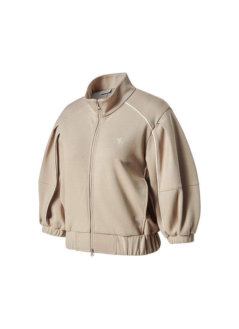 Piping High Neck Zip-up Jacket