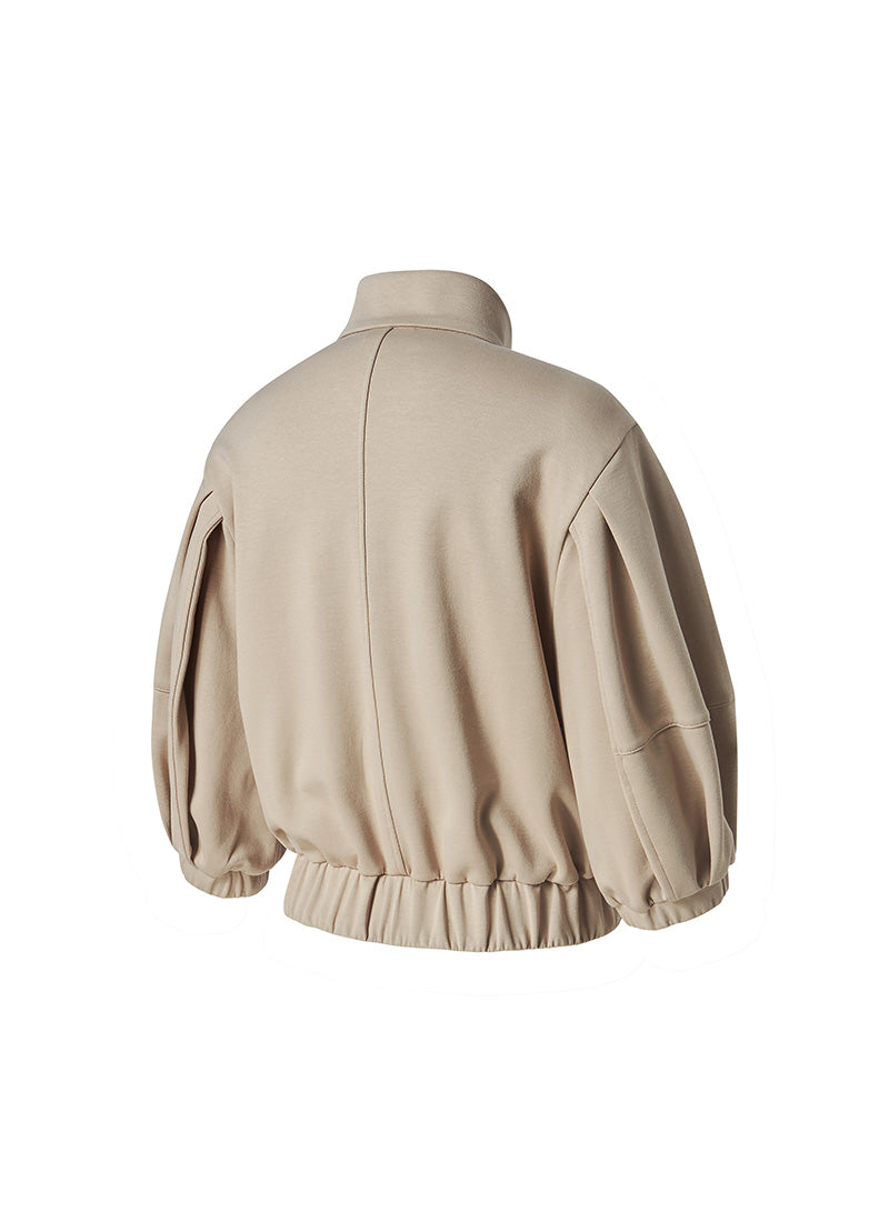 Piping High Neck Zip-up Jacket