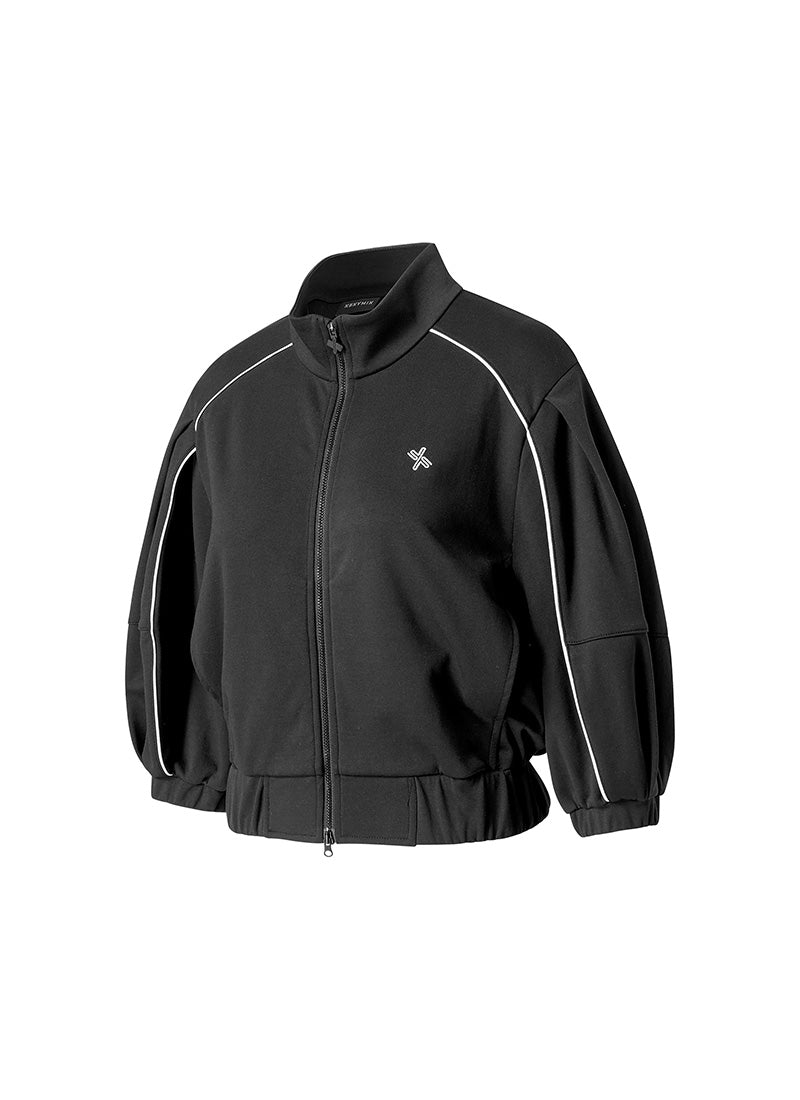 Piping High Neck Zip-up Jacket