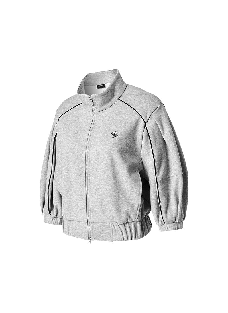Piping High Neck Zip-up Jacket