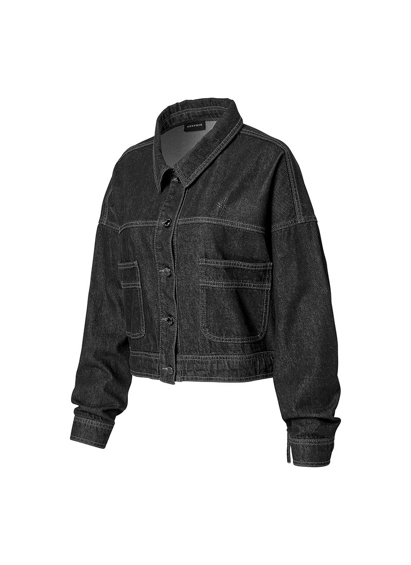 Denim Lettering Loose Fit Jacket