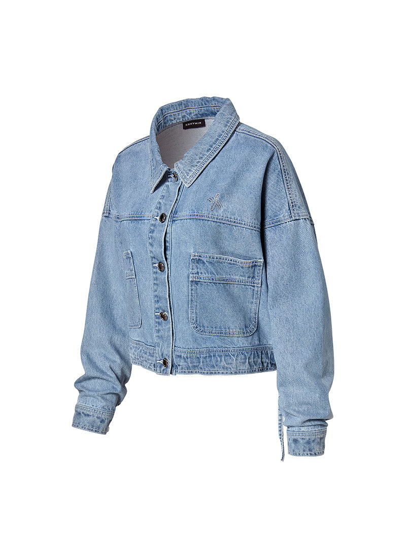 Denim Lettering Loose Fit Jacket