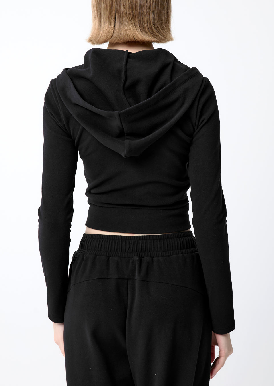 Easy Warm Shirring Two-Way Hood Zip-Up