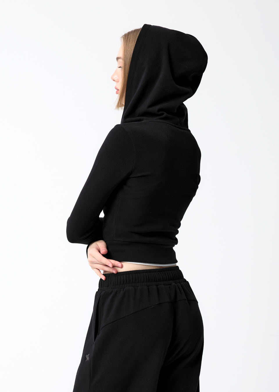 Easy Warm Shirring Two-Way Hood Zip-Up