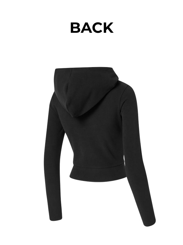 Easy Warm Shirring Two-Way Hood Zip-Up