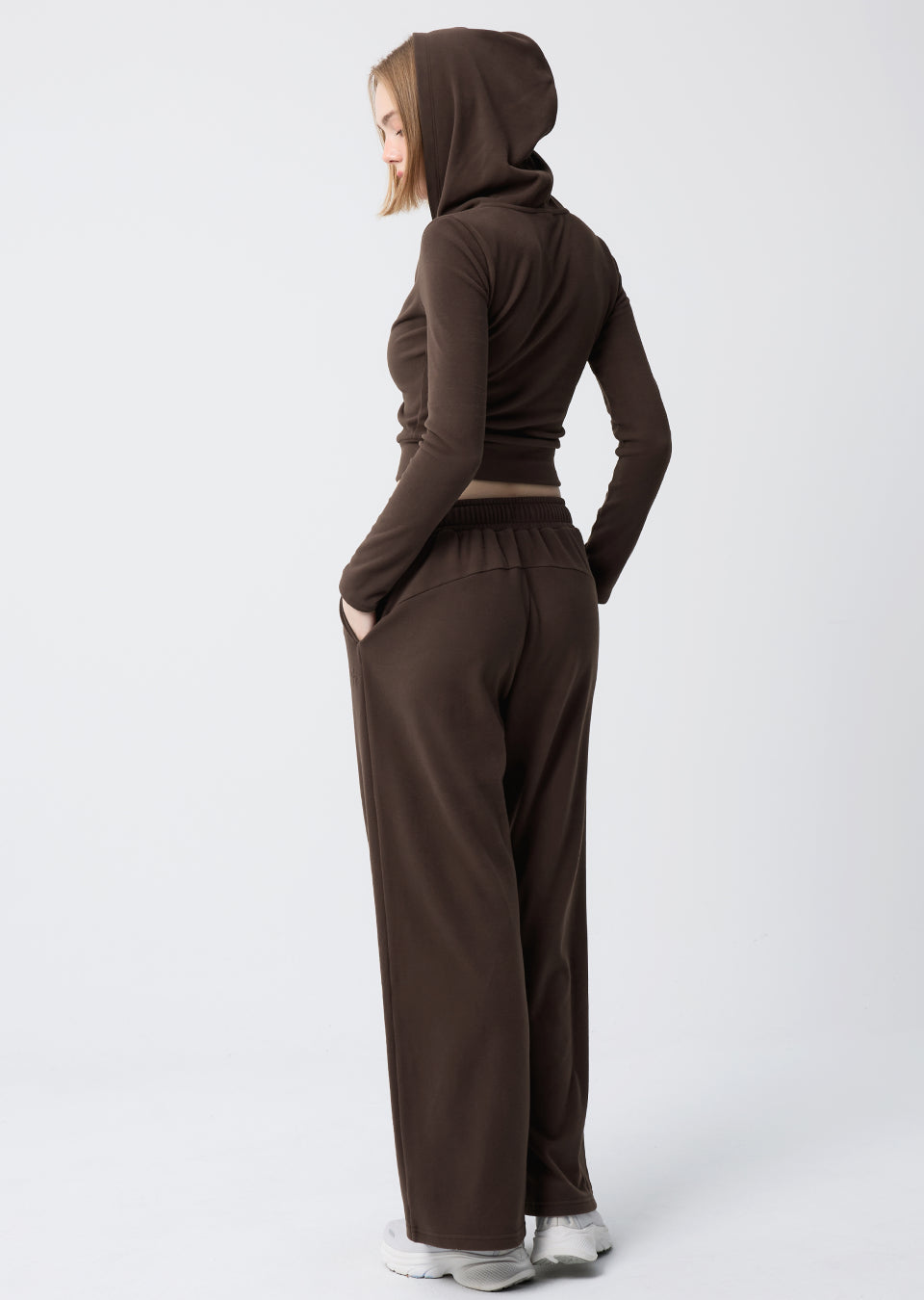 Easy Warm Shirring Two-Way Hood Zip-Up