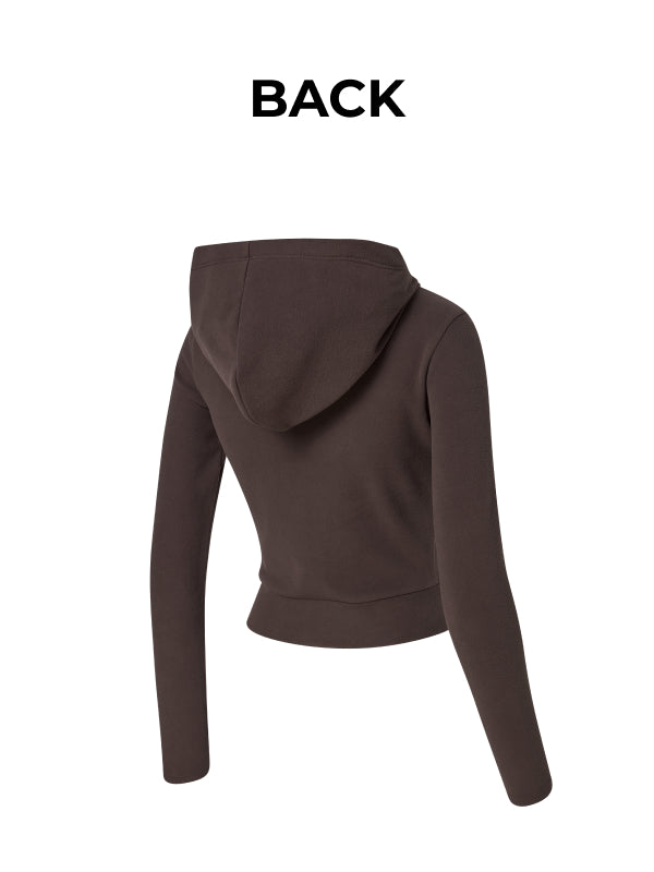 Easy Warm Shirring Two-Way Hood Zip-Up