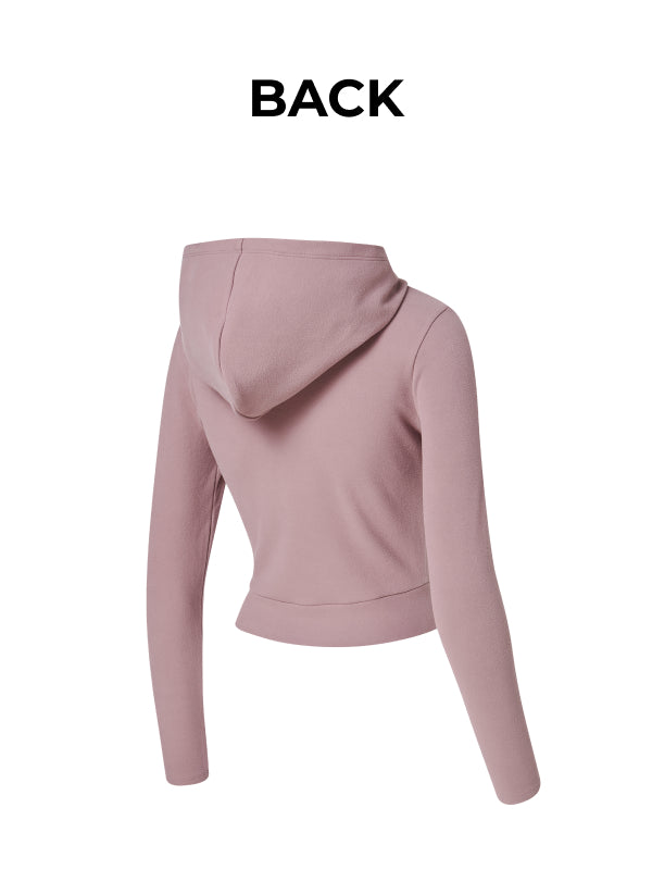 Easy Warm Shirring Two-Way Hood Zip-Up