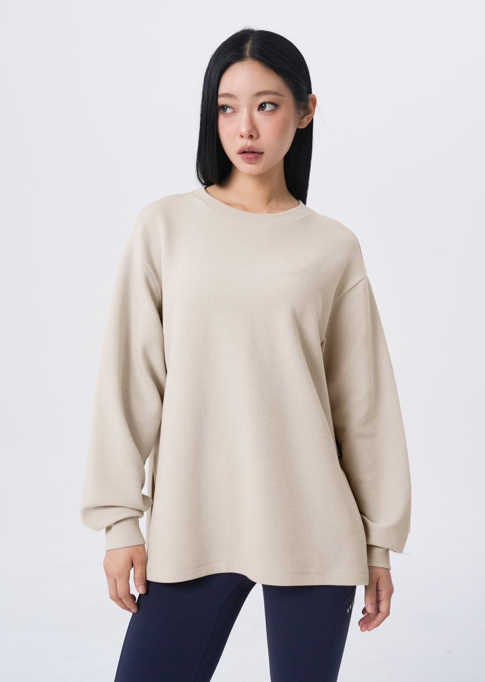Waffle Texture Oversized Long Sleeve