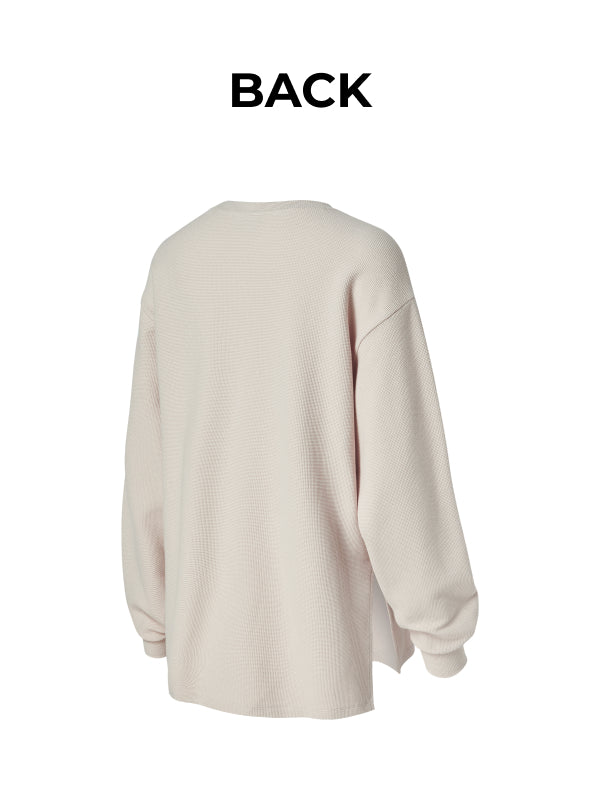 Waffle Texture Oversized Long Sleeve