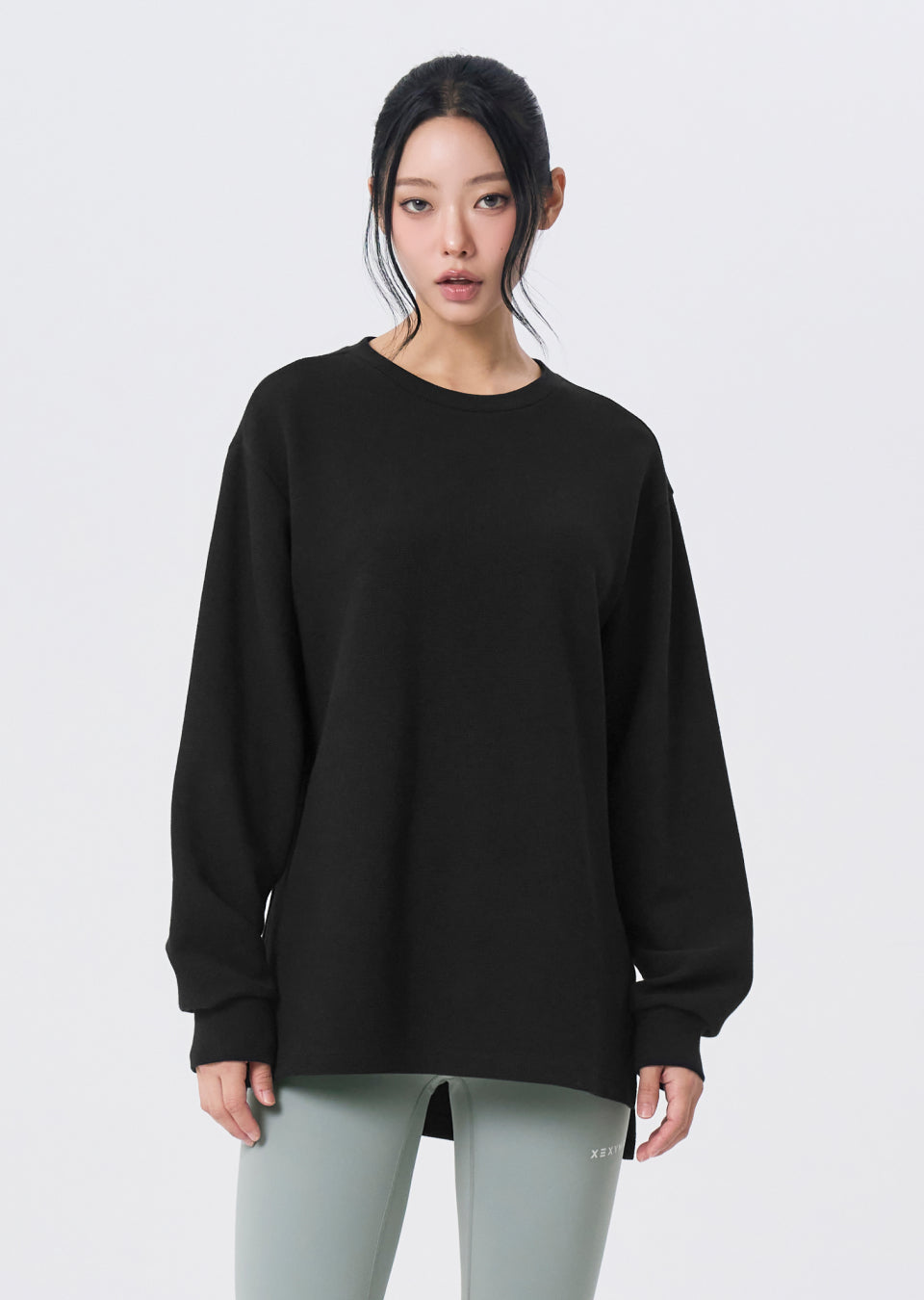 Waffle Texture Oversized Long Sleeve