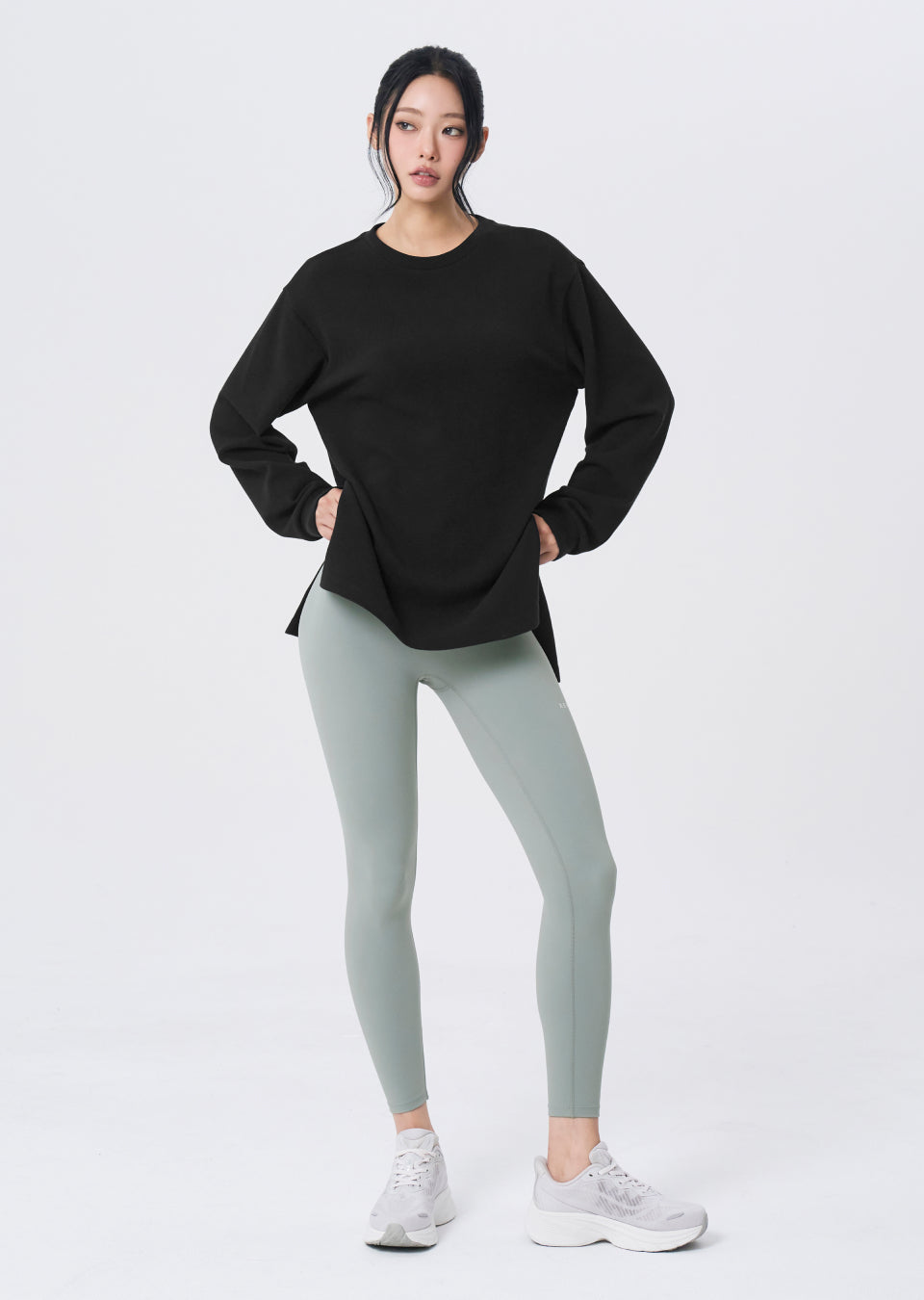 Waffle Texture Oversized Long Sleeve