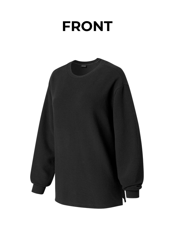 Waffle Texture Oversized Long Sleeve