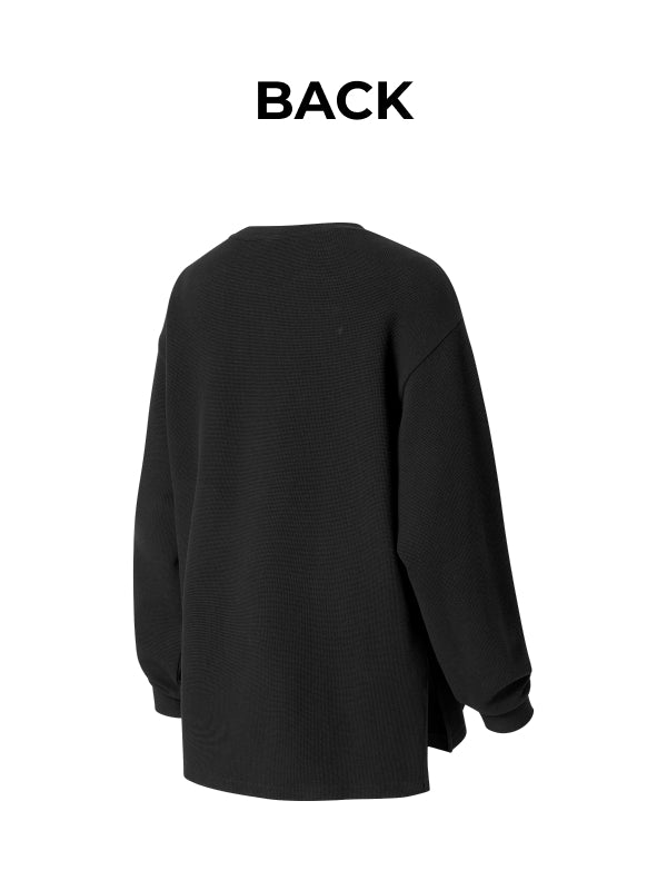 Waffle Texture Oversized Long Sleeve