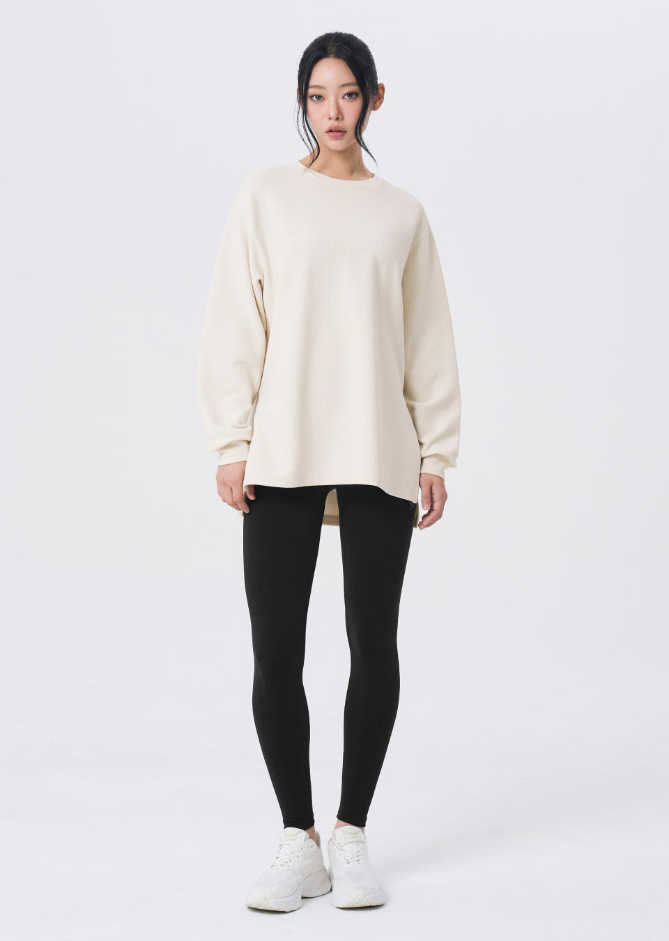 Waffle Texture Oversized Long Sleeve