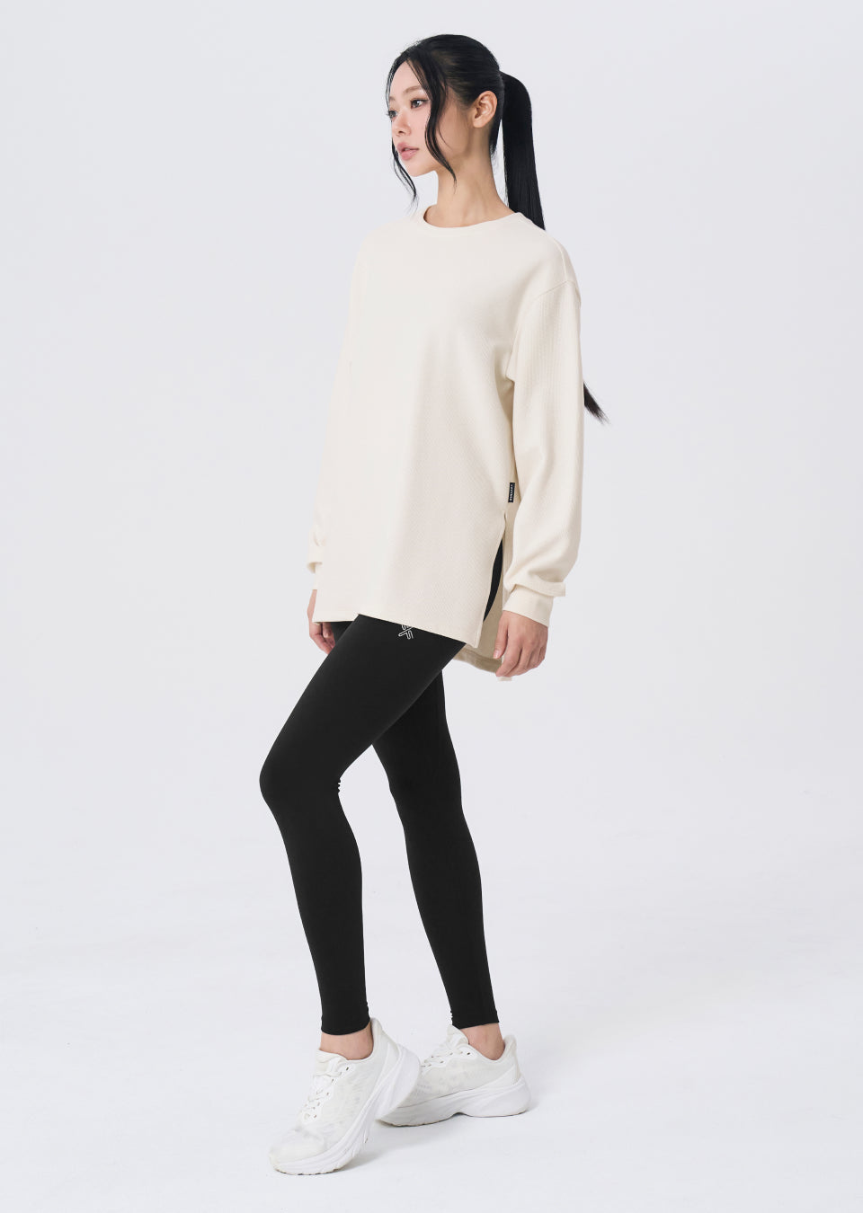 Waffle Texture Oversized Long Sleeve