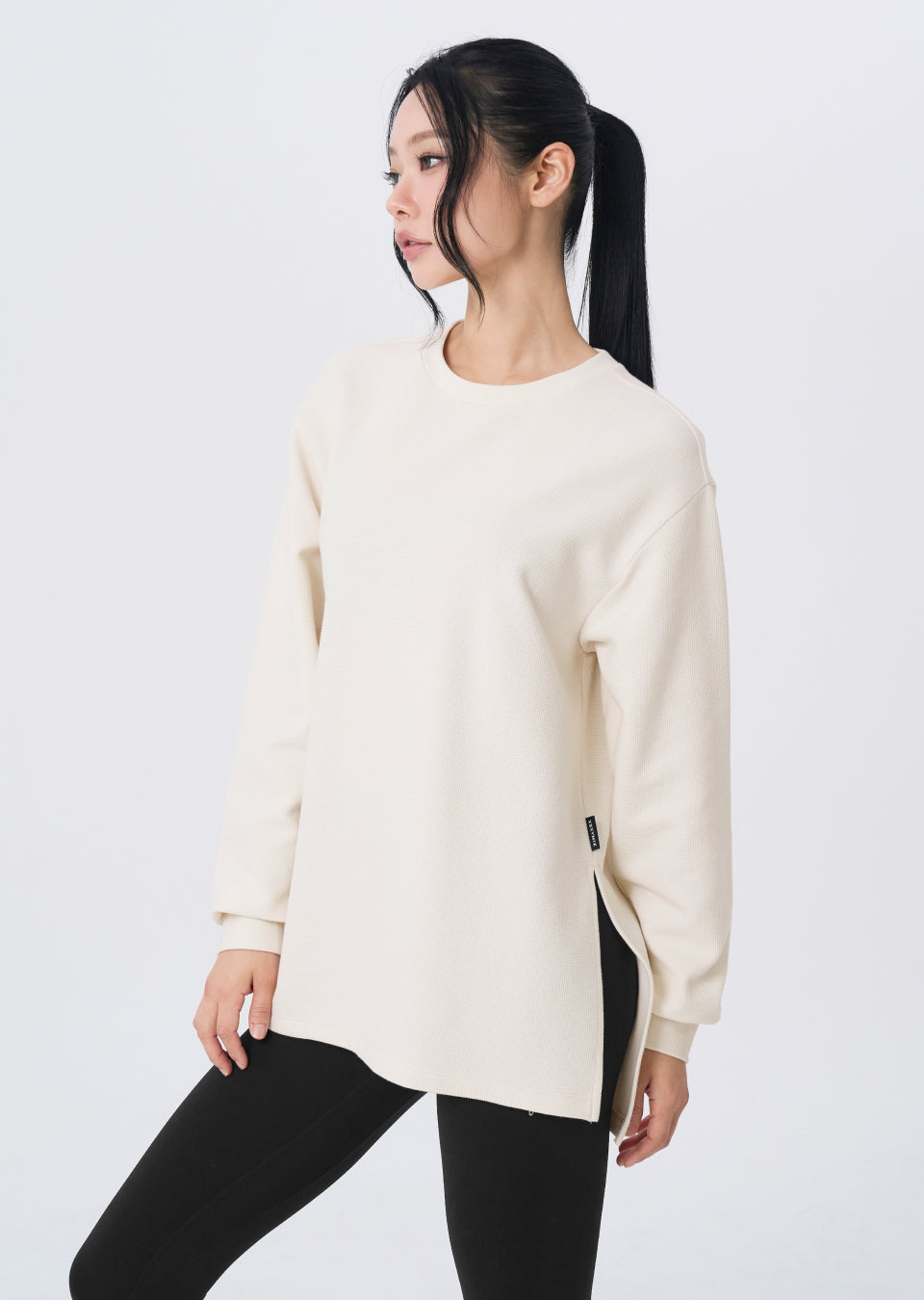 Waffle Texture Oversized Long Sleeve