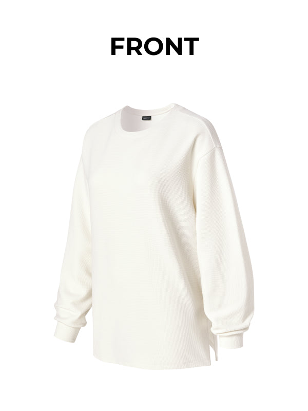 Waffle Texture Oversized Long Sleeve
