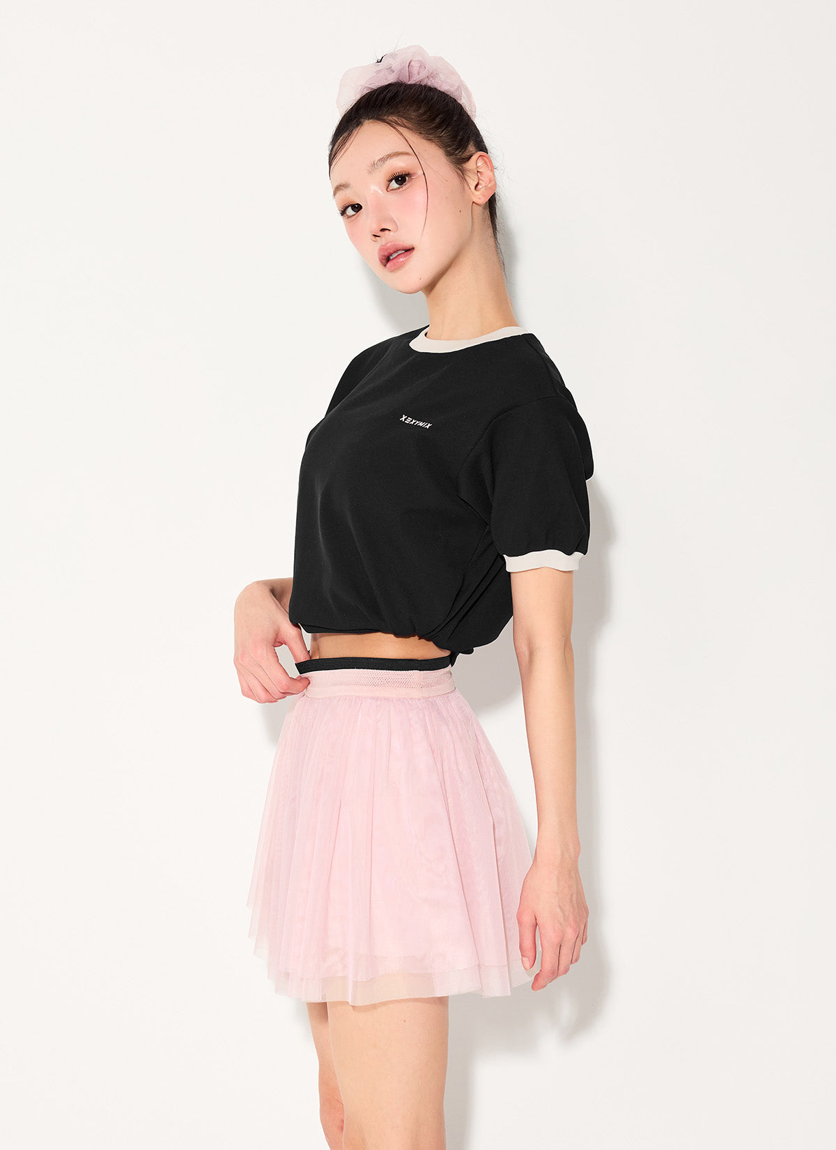 Color Block Piping String Short Sleeve