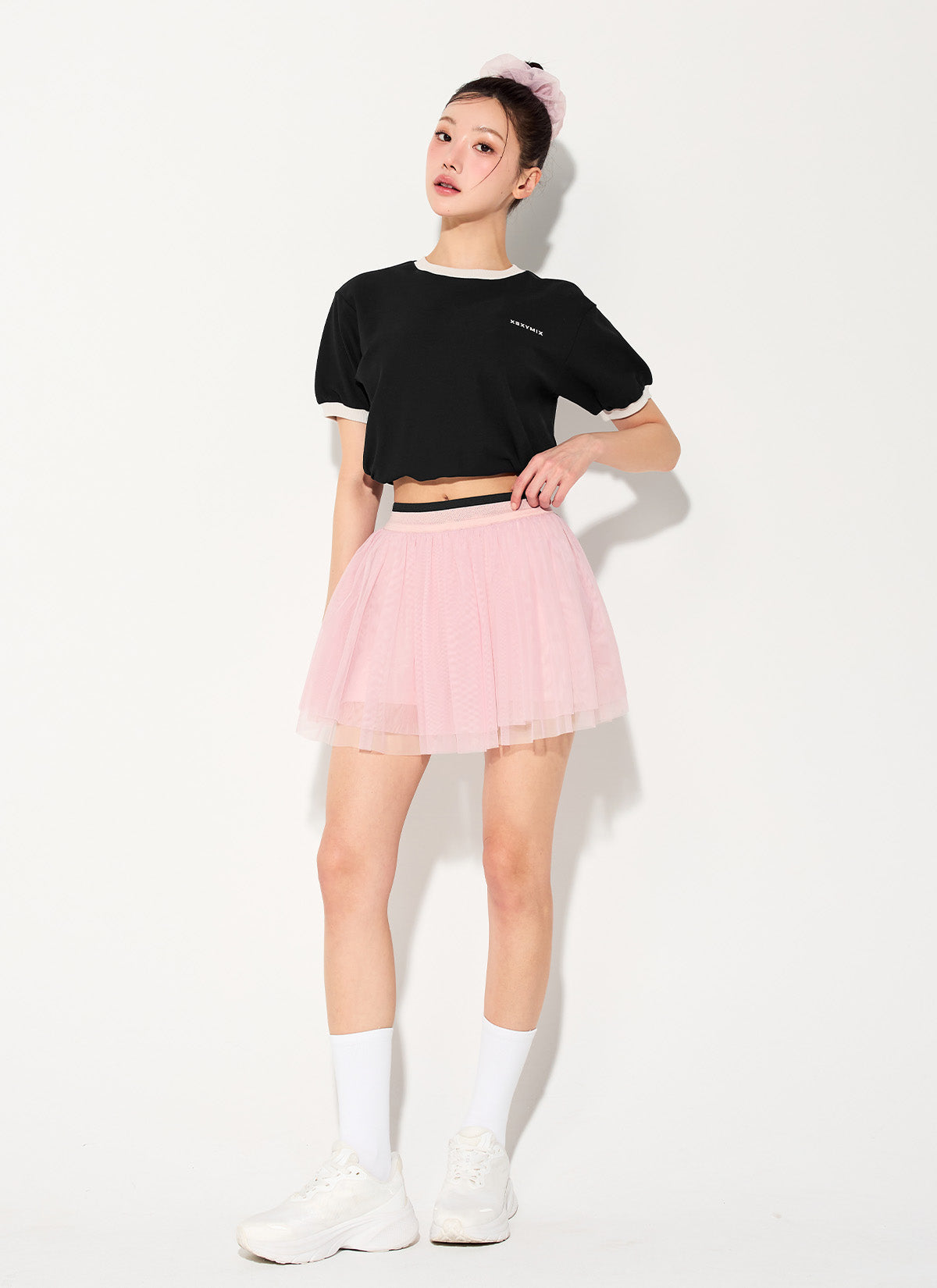 Color Block Piping String Short Sleeve