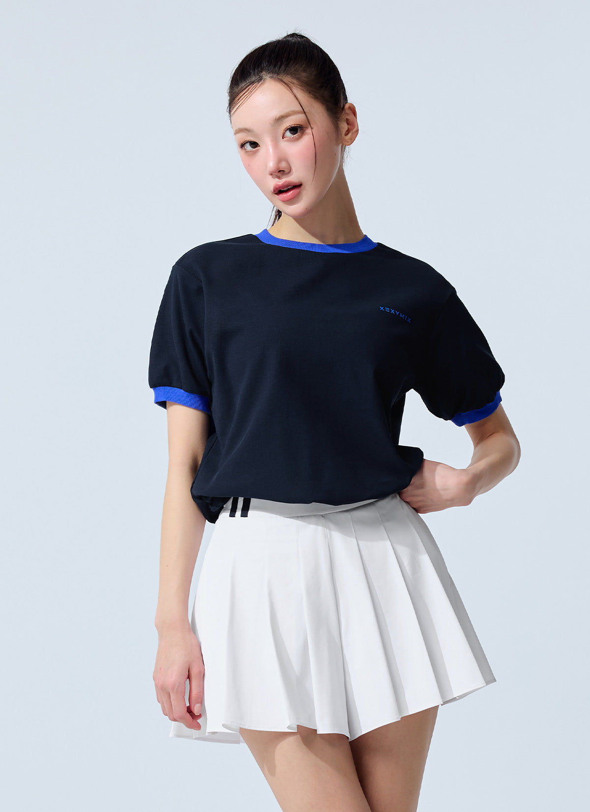 Color Block Piping String Short Sleeve