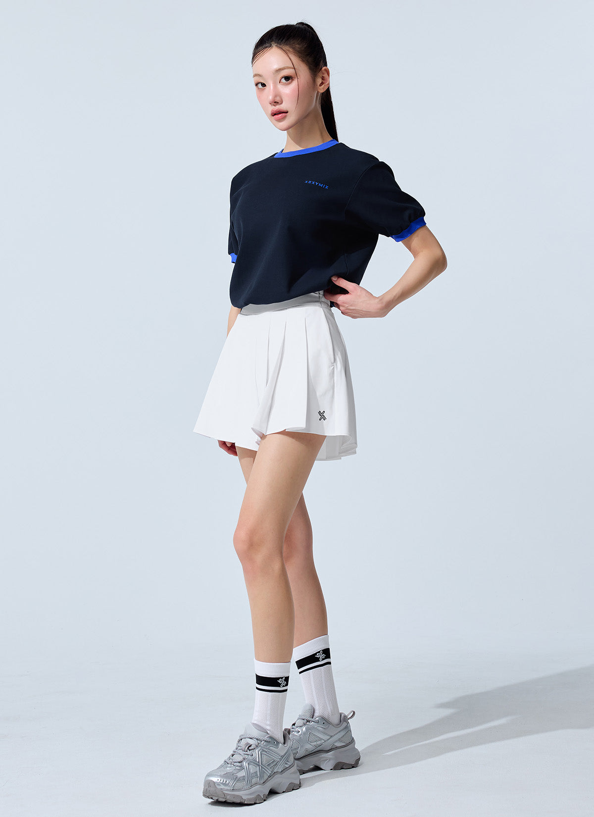 Color Block Piping String Short Sleeve