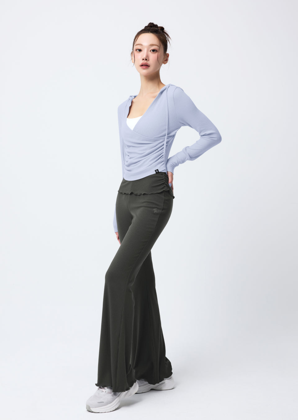 Soft Shirred Bootcut Pants