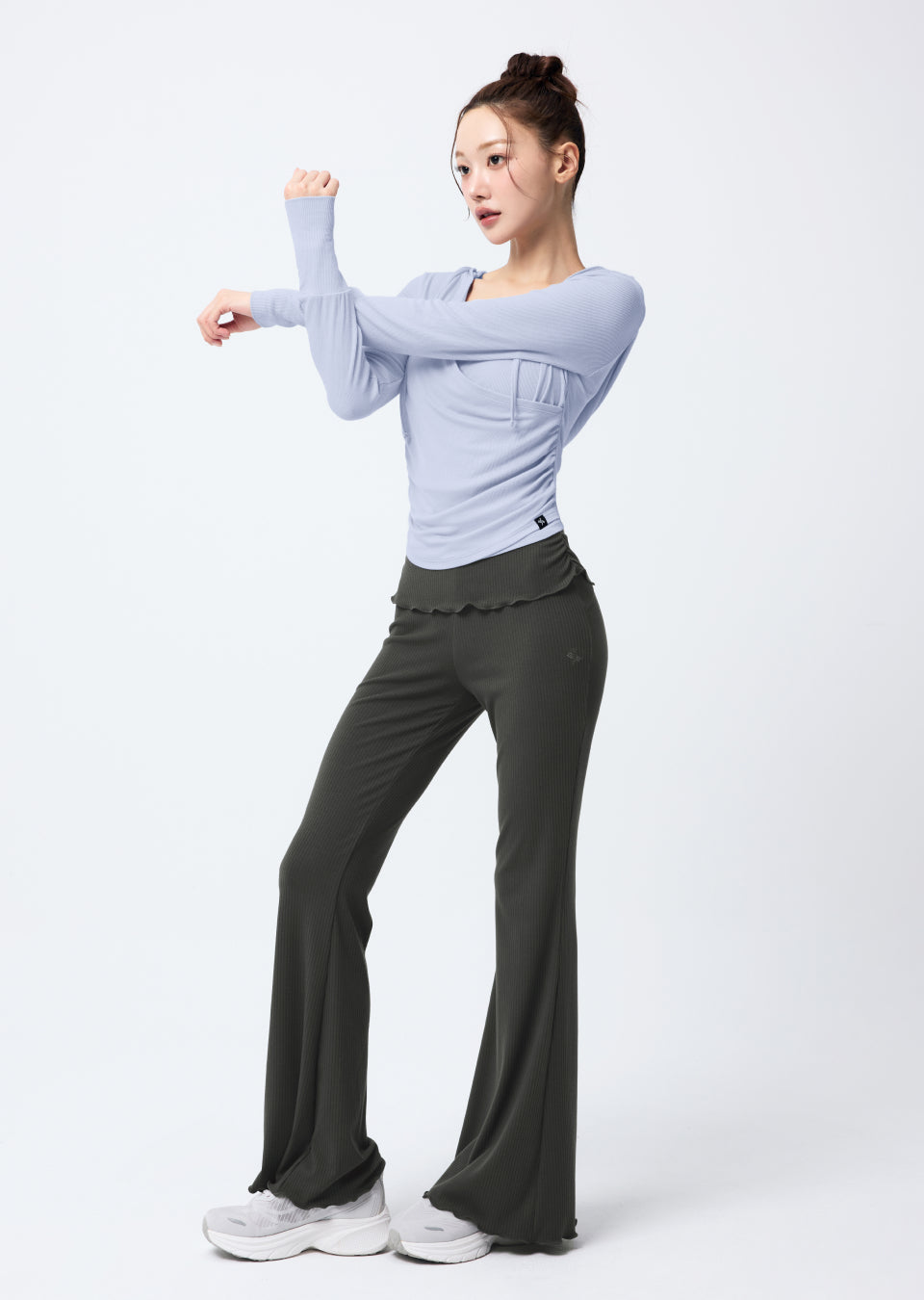 Soft Shirred Bootcut Pants