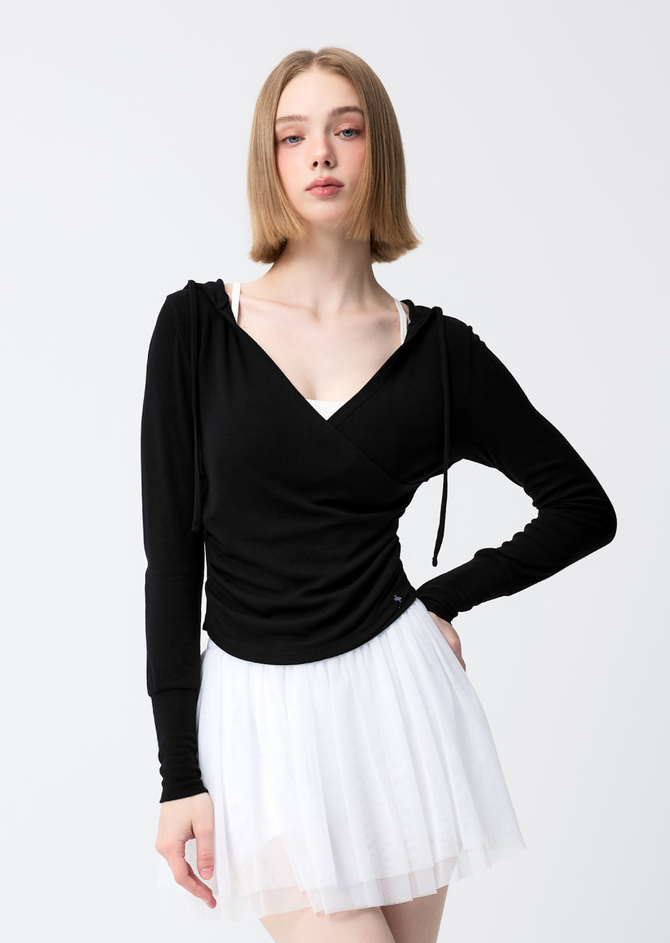 Soft Wrap Shirring Hoodie