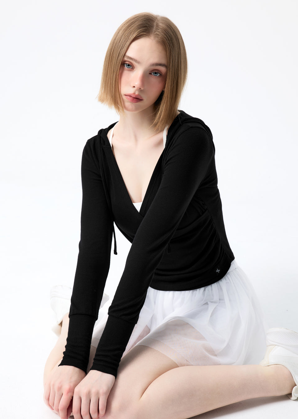 Soft Wrap Shirring Hoodie