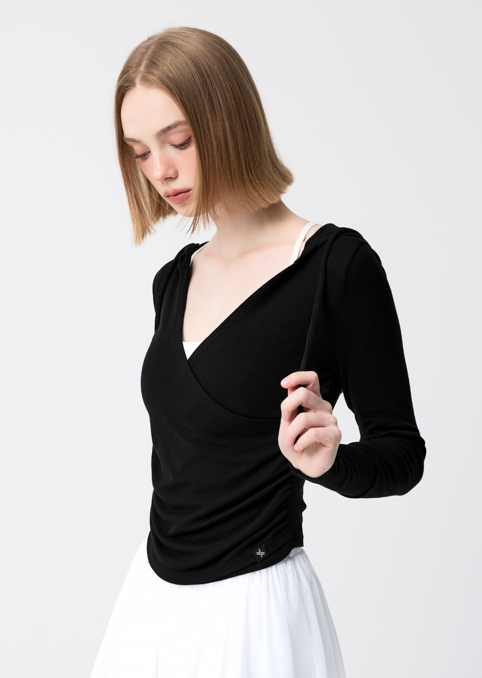 Soft Wrap Shirring Hoodie