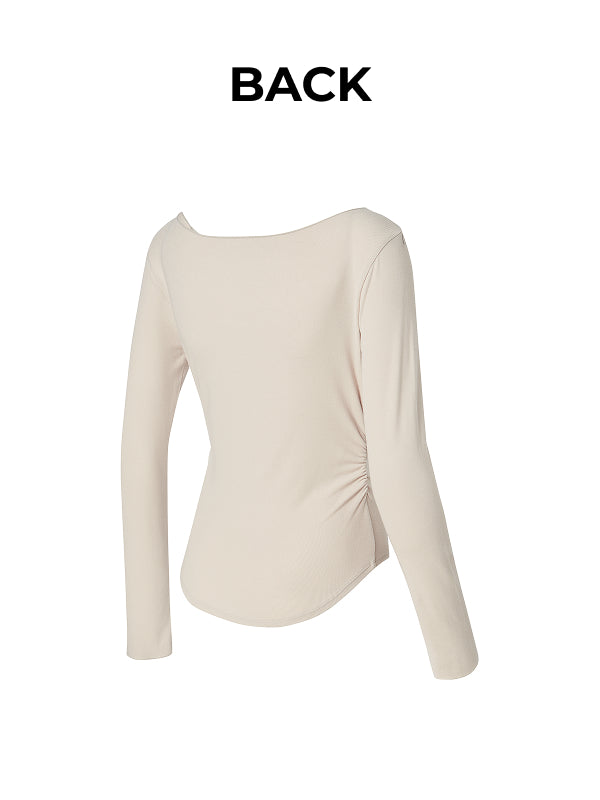 Open Slit Shirring Long Sleeve