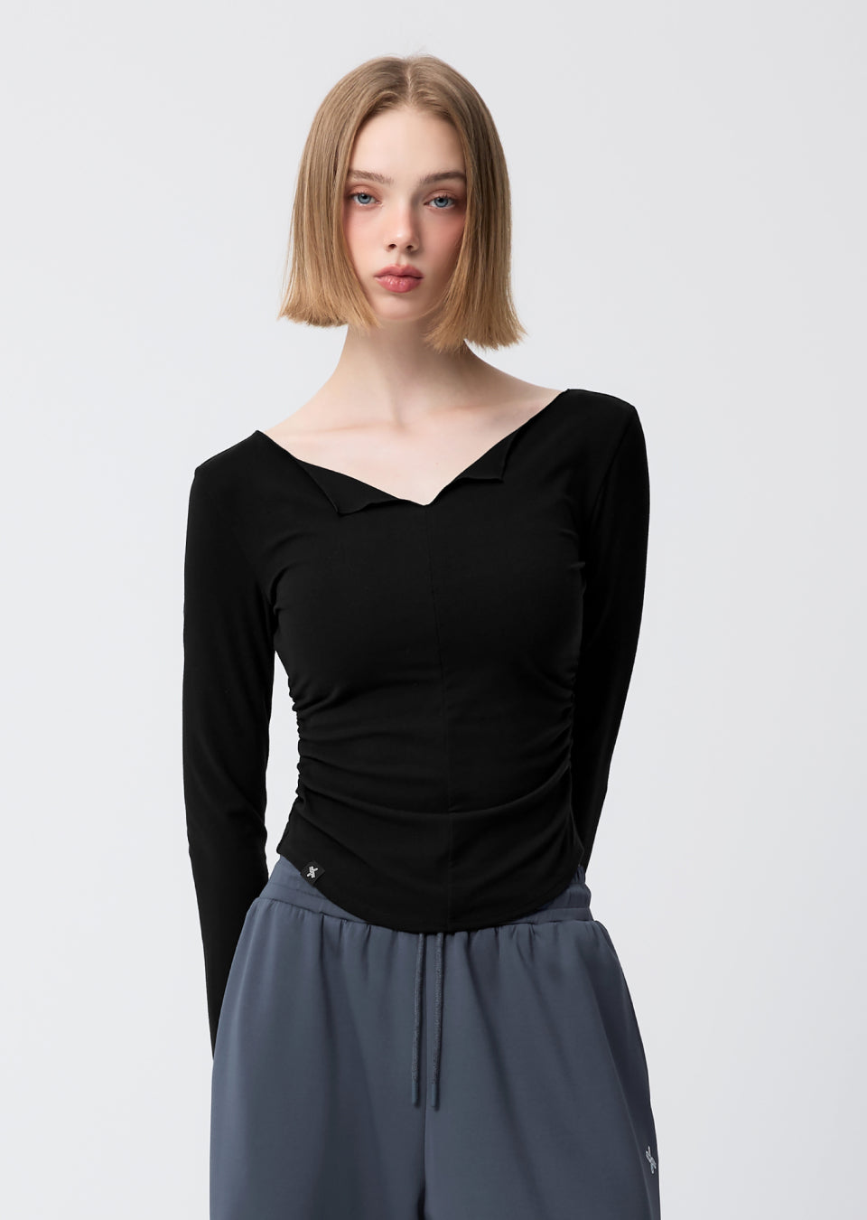 Open Slit Shirring Long Sleeve