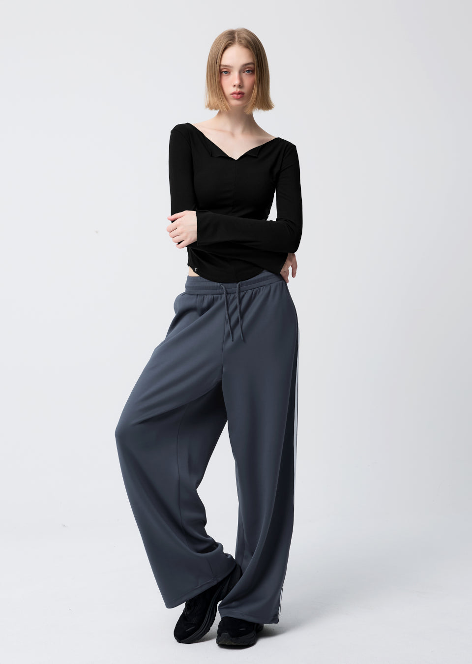 Open Slit Shirring Long Sleeve