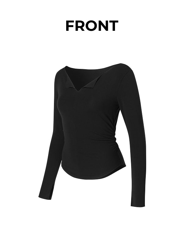 Open Slit Shirring Long Sleeve