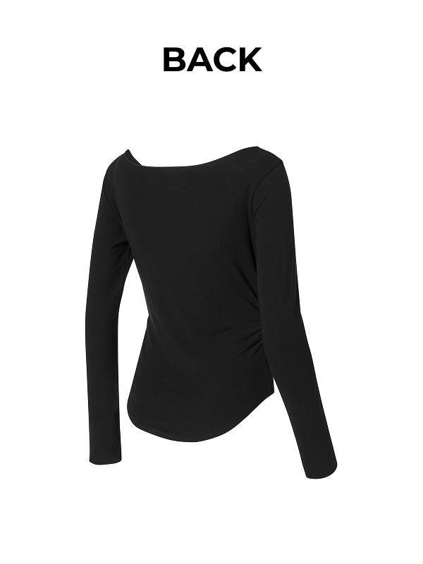 Open Slit Shirring Long Sleeve