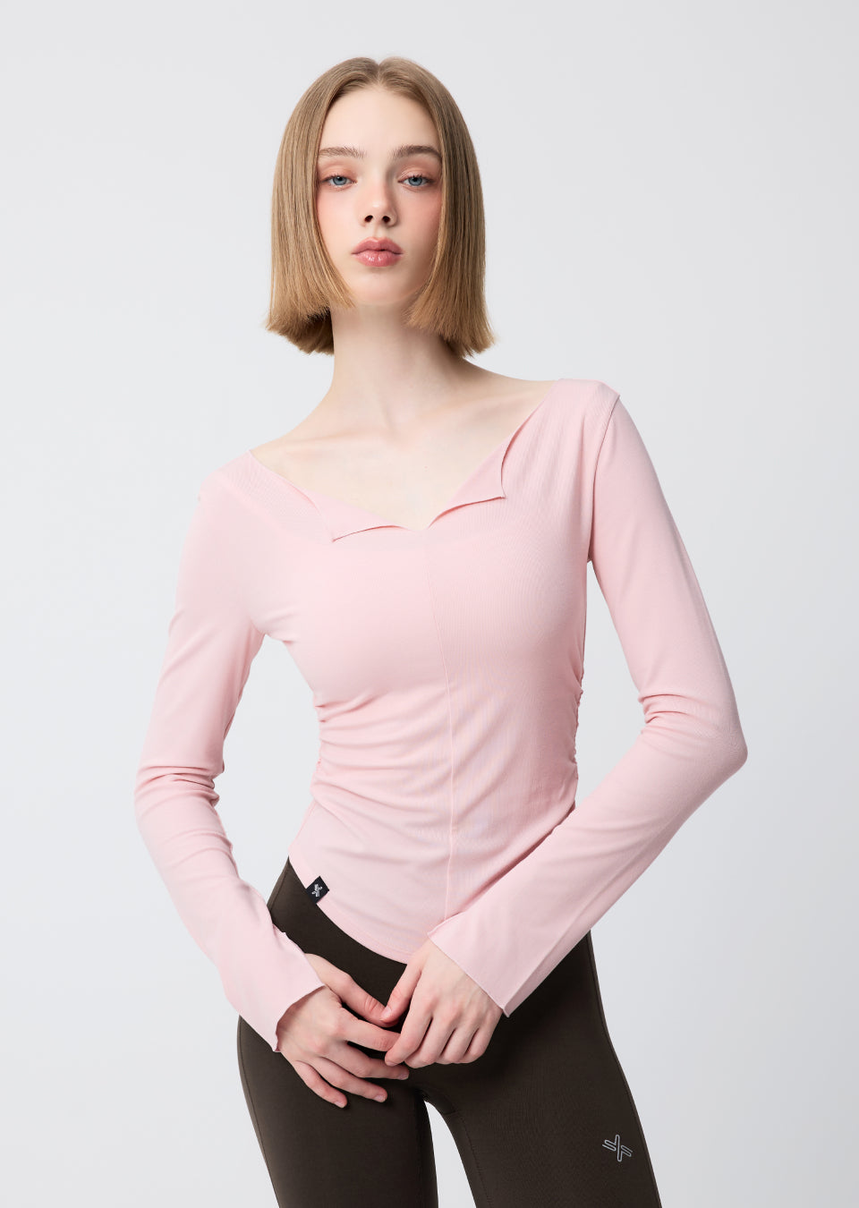 Open Slit Shirring Long Sleeve