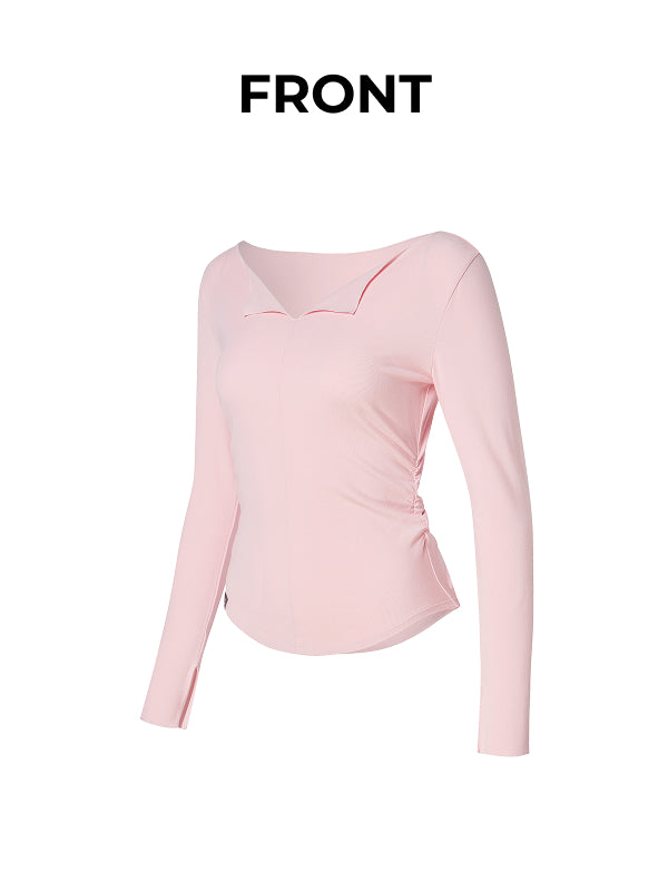 Open Slit Shirring Long Sleeve
