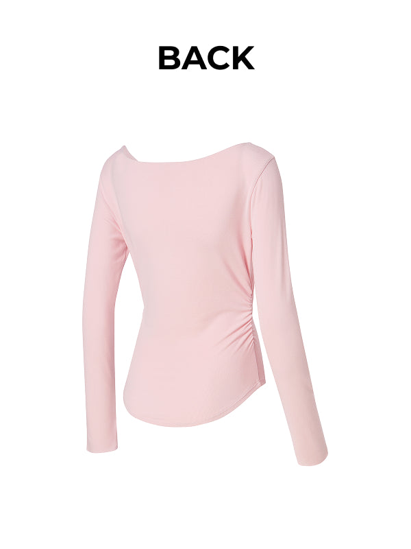 Open Slit Shirring Long Sleeve