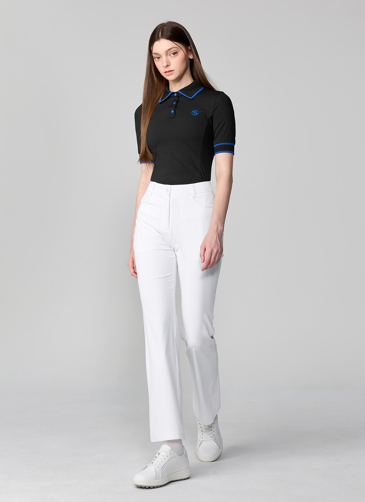 Ribbed Line Short Sleeve Polo Shirt