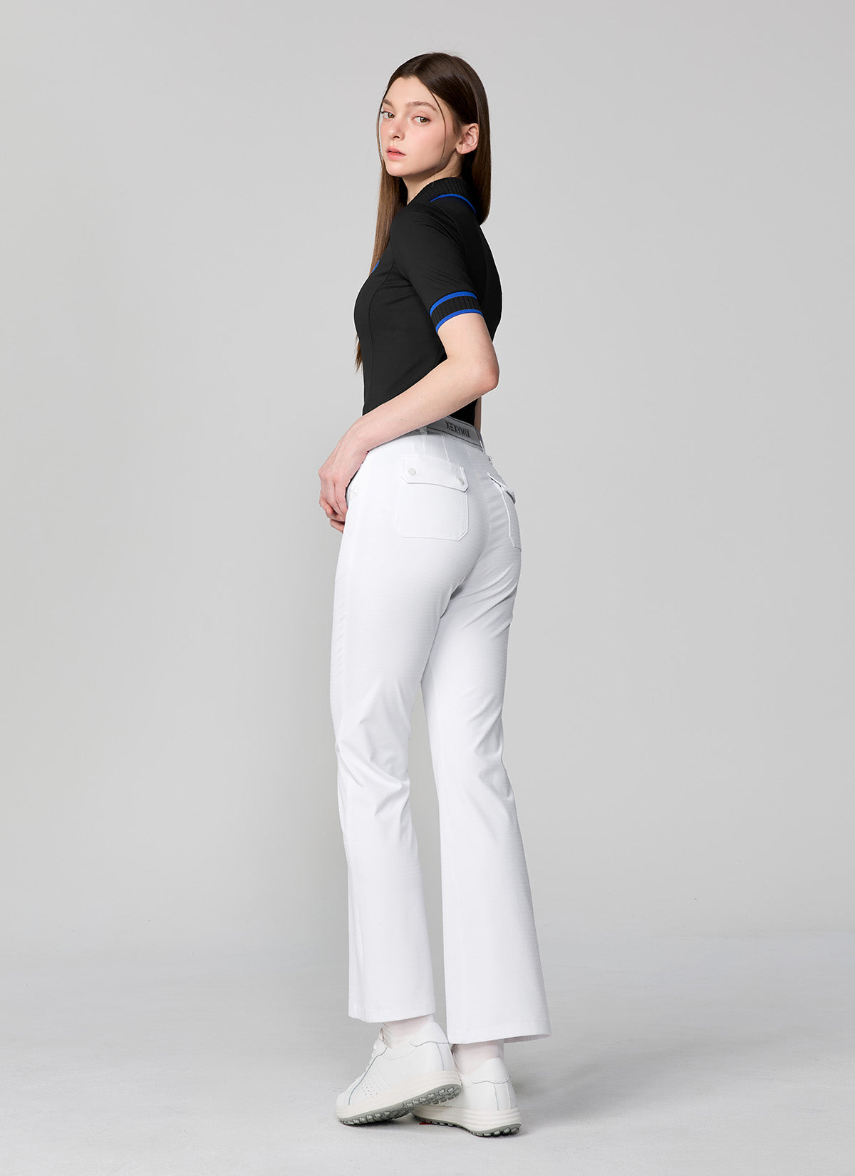 Ribbed Line Short Sleeve Polo Shirt