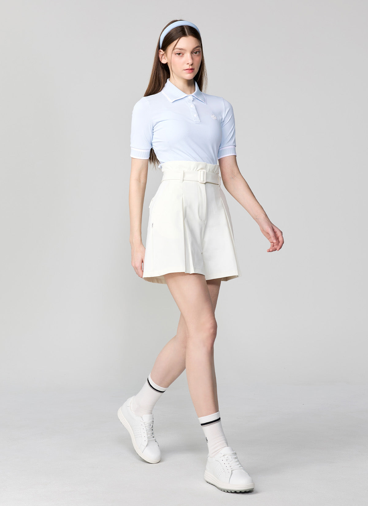 Ribbed Line Short Sleeve Polo Shirt