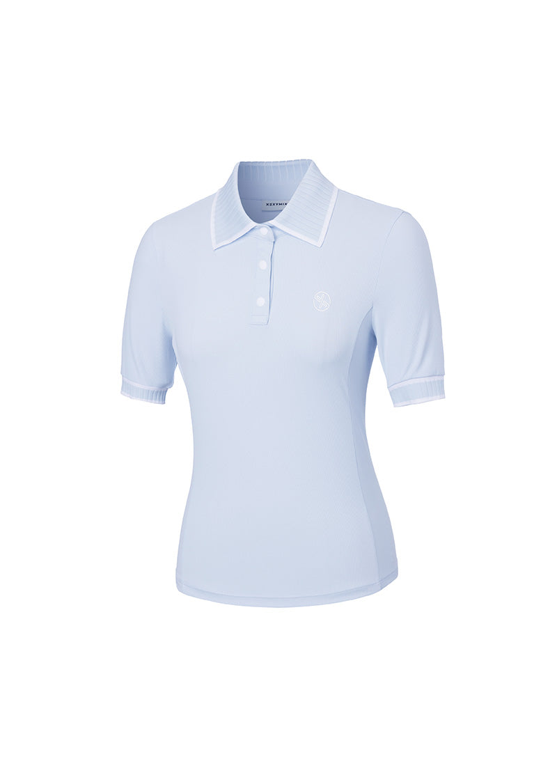 Ribbed Line Short Sleeve Polo Shirt