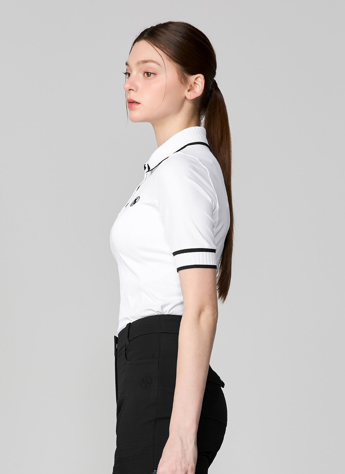 Ribbed Line Short Sleeve Polo Shirt
