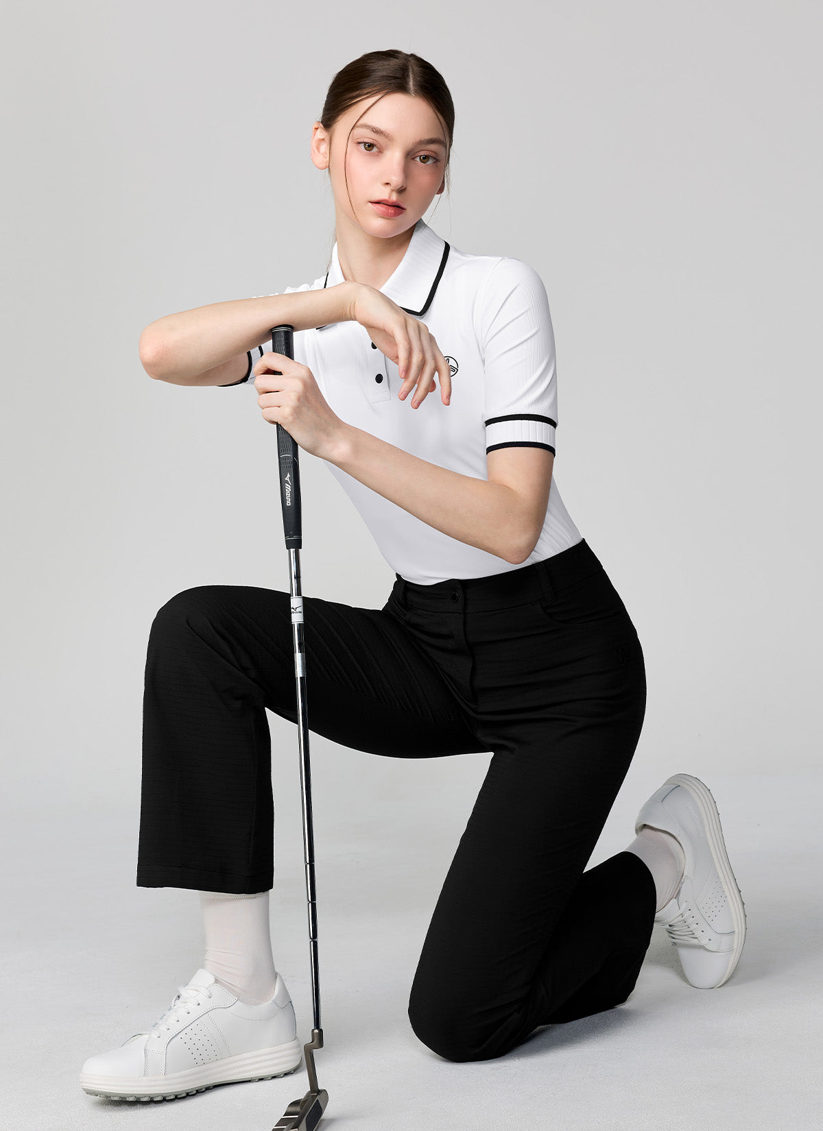 Ribbed Line Short Sleeve Polo Shirt