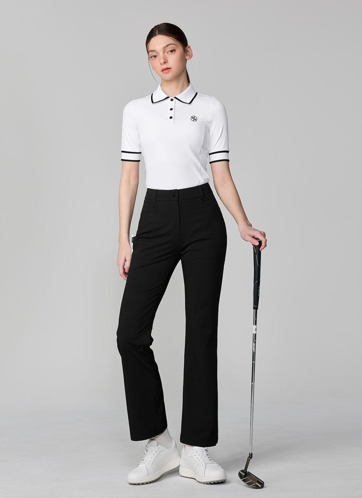 Ribbed Line Short Sleeve Polo Shirt