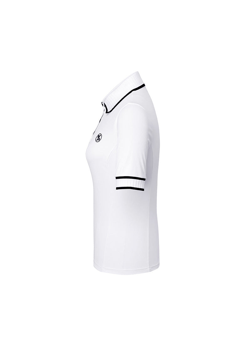 Ribbed Line Short Sleeve Polo Shirt
