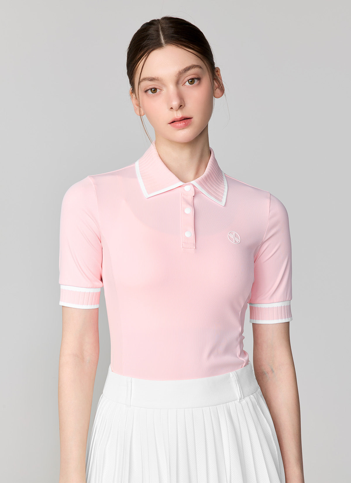 Ribbed Line Short Sleeve Polo Shirt